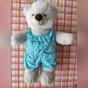Build a bear 14" with blue polka dots dress